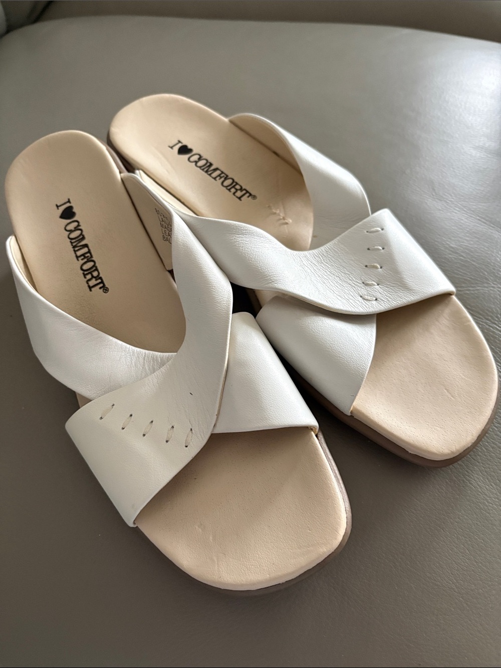 Women's White Crossover Slide Sandals